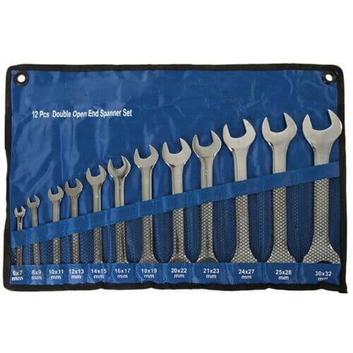 6 Pack Open Ended Spanner Set 6mm 32mm Chrome Vanadium Wrench Kit 12 Heads