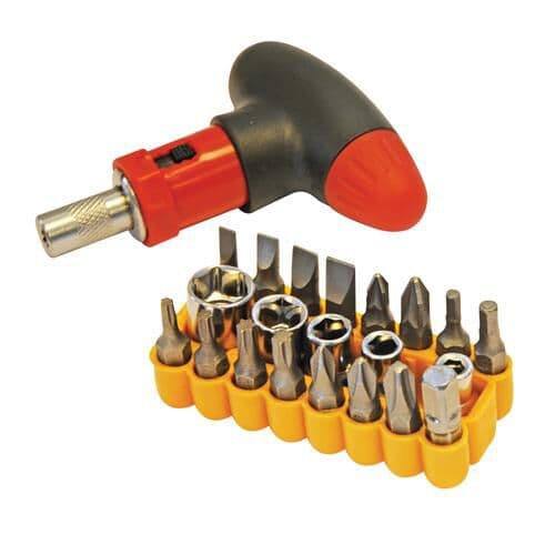 22 Piece T Handle Screwdriver Set 5 Sockets 4mm 10mm 16 Assorted Bits