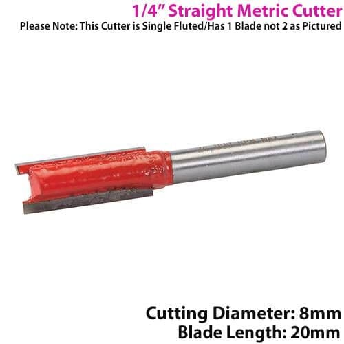 ¼" SHANK 8mm x 20mm Tungsten Carbide Straight Router Bit Worktop Wood Cutter