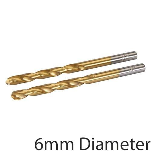 2 PACK TITANIUM COATED 6mm High Speed Steel Drill Bit Aluminium Alloy Milling