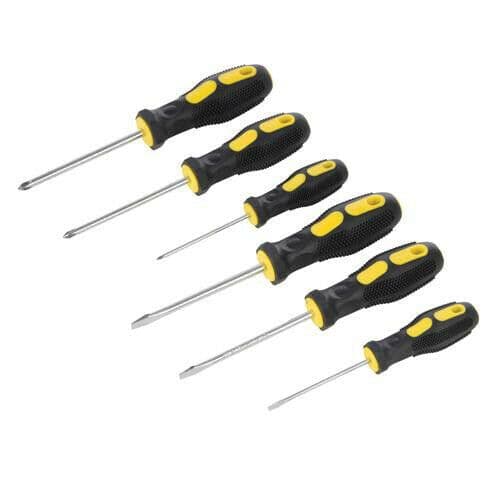 6 Piece Screwdriver Set Slotted 3mm 6mm Phillips Philips Nos. 0 1 2