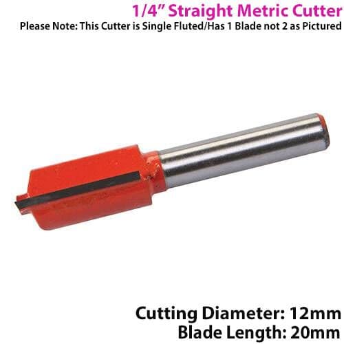 ¼" SHANK 12mm x 20mm Tungsten Carbide Straight Router Bit Worktop Wood Cutter