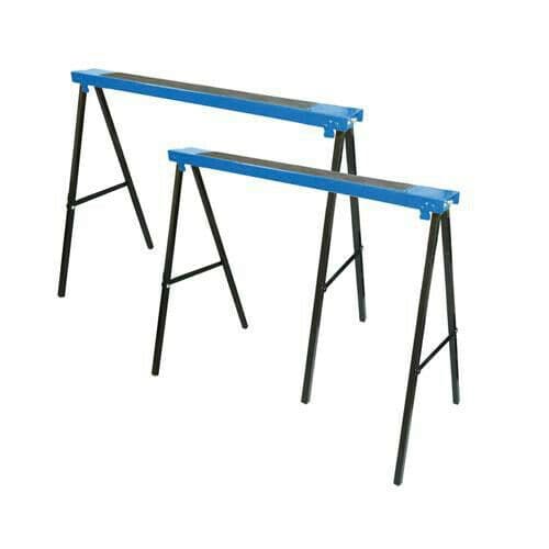 QTY 2 Metal Saw Horse Twin Pack Max Each 100mm Width Non Slip Rubber
