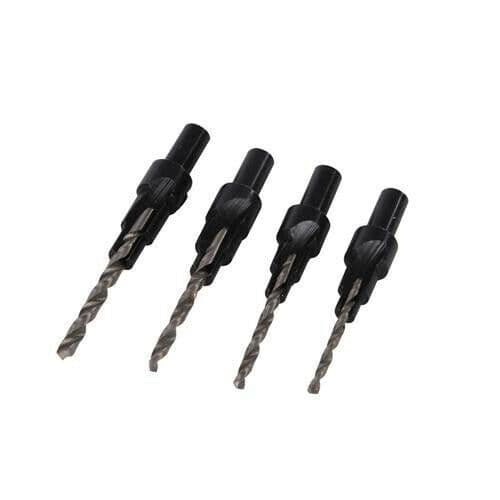 4 Piece Screw Sink Countersink Set 6 8 10 12 Gauge Replaceable HSS Drill Bit