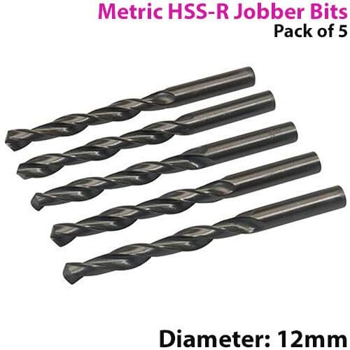 QTY 5 12mm High Speed Steel Jobber Drill Bits 118° Cutting Tip Metal & Wood