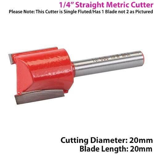 ¼" SHANK 20mm x 20mm Tungsten Carbide Straight Router Bit Worktop Wood Cutter