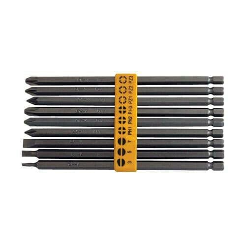 9 Piece 150mm Extra Long Power Bit Set Phillips Philips Slotted PZD