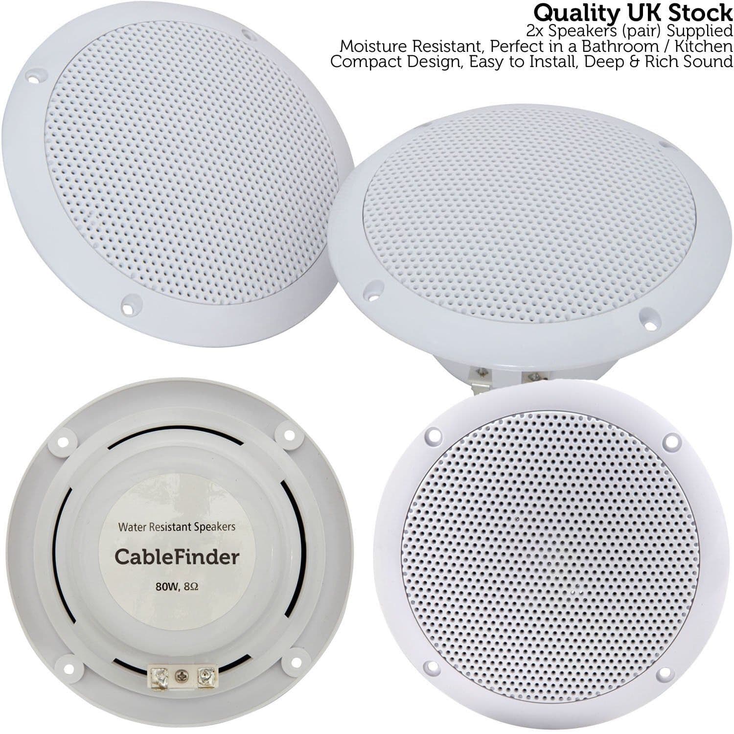 Wireless Bluetooth Amplifier & 2x 80W Ceiling Speaker Kit Compact Home Hi Fi Amp