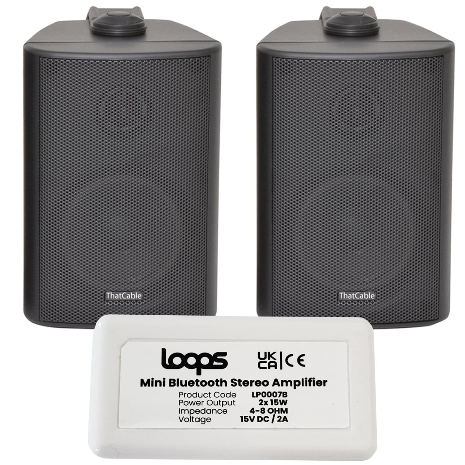 Wireless Bluetooth Amplifier & 2x 70W Wall Mounted Speakers Amp System