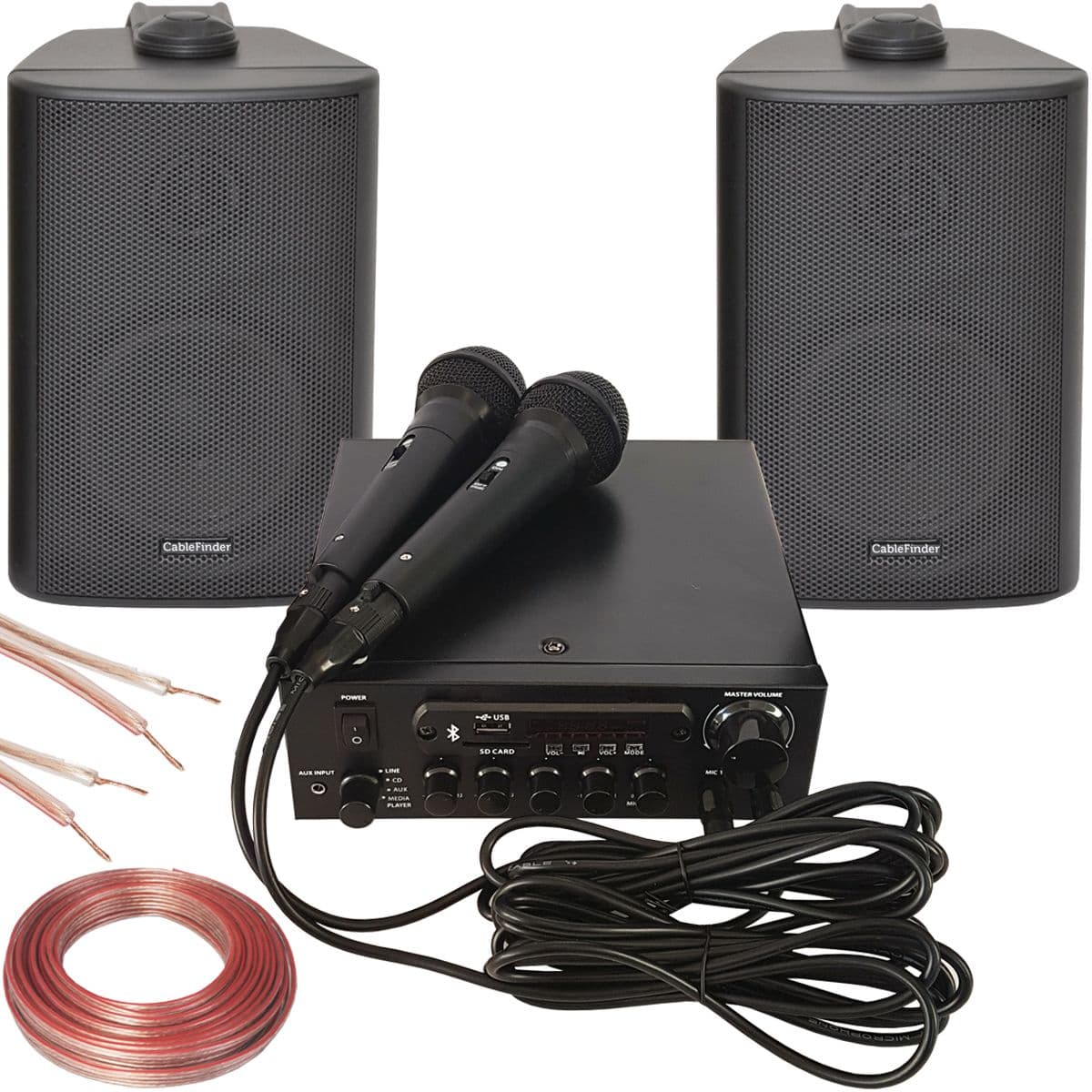 Bluetooth Karaoke System Kit Wireless Amplifier Player Speakers & Microphones