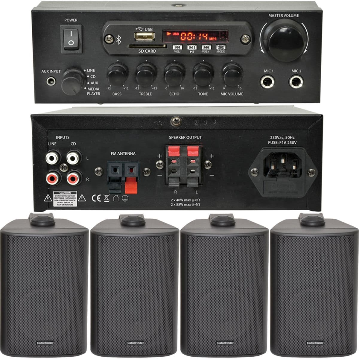 Bar Restaurant Bluetooth Wall Speaker System Background Music Wireless Amp Kit