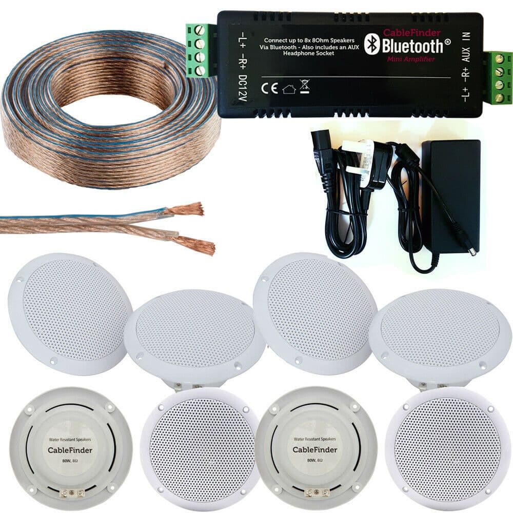 Wireless Bluetooth Amplifier & 8x 80W Ceiling Speaker Kit Home Hi Fi Amp System