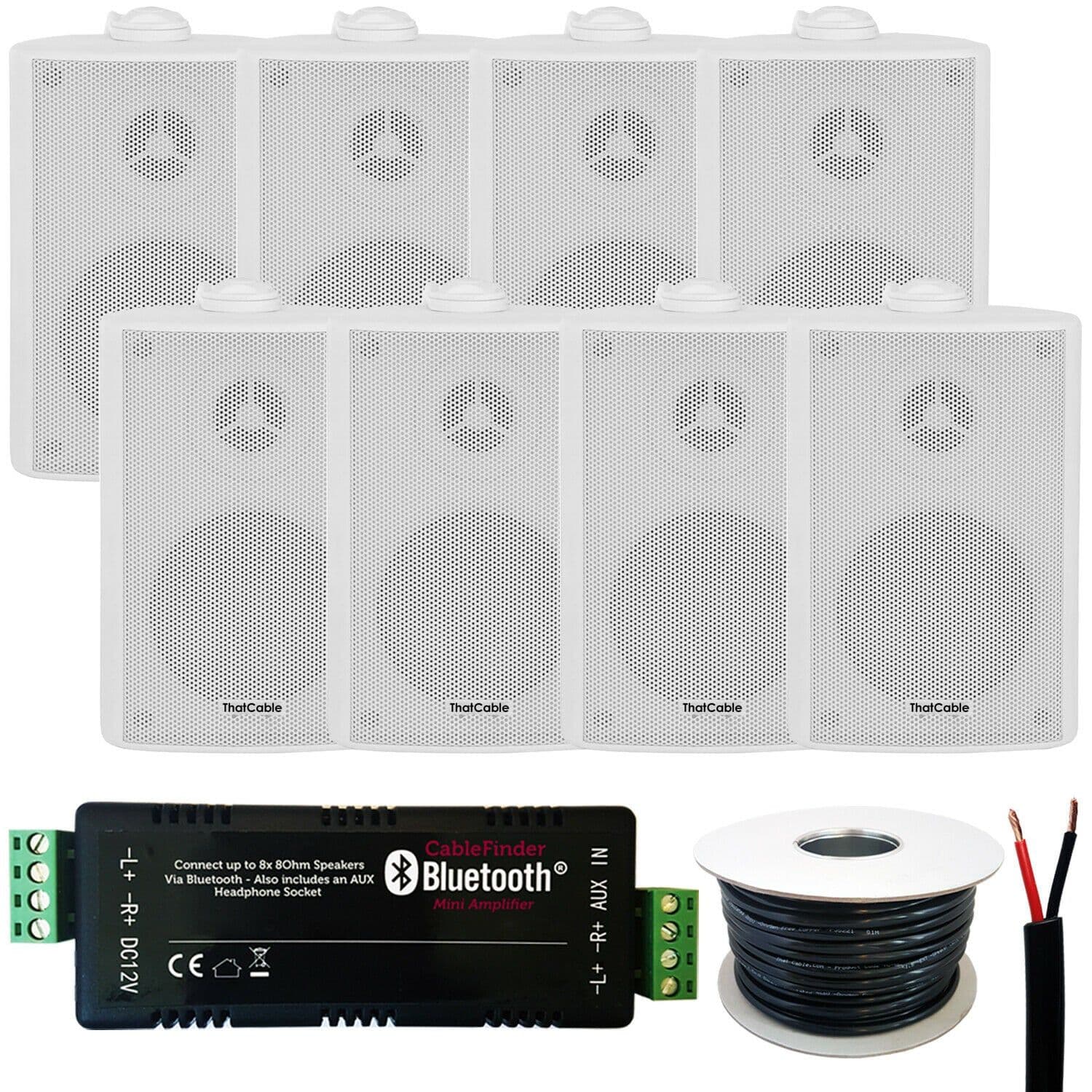 Outdoor External Bluetooth Speaker System Mini Amplifier 8x Speakers Kit