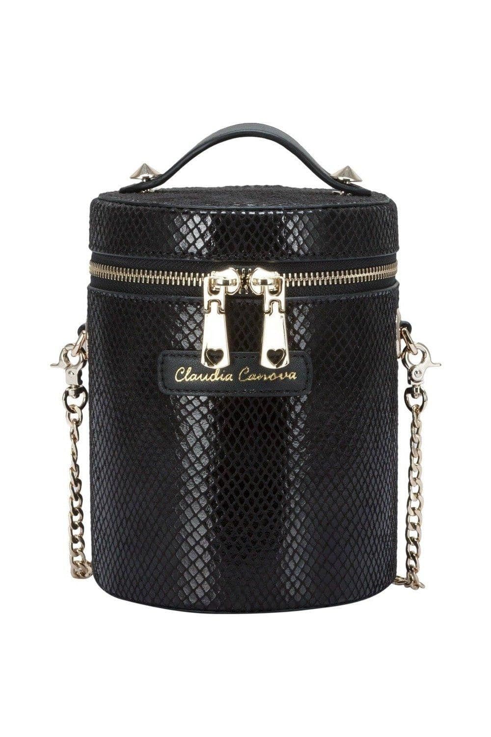Cylinder Snake Print Cross Body Bag