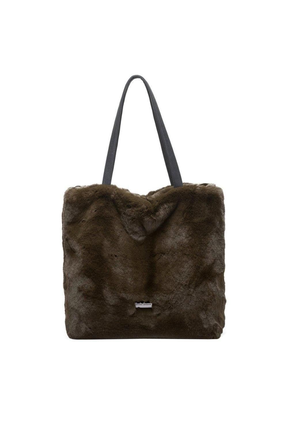 Faux Fur Shoulder Tote Bag