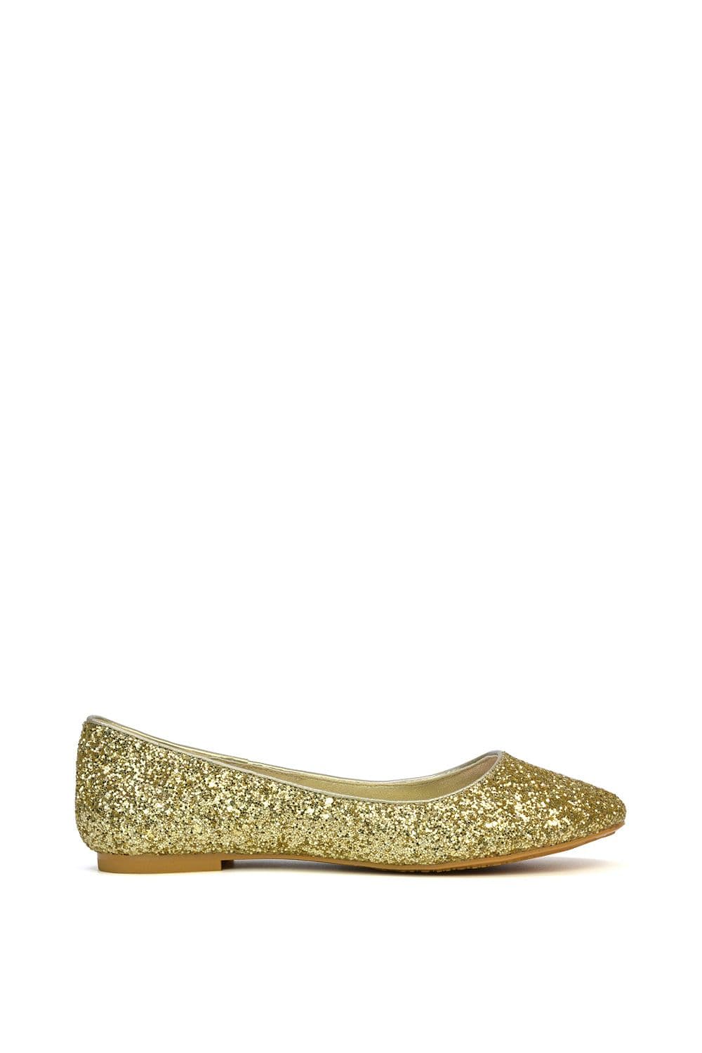 XY London Women's 'Karissa' Flat Slip on Sparkly Glitter Ballerina Pumps in Gold | Size: 6