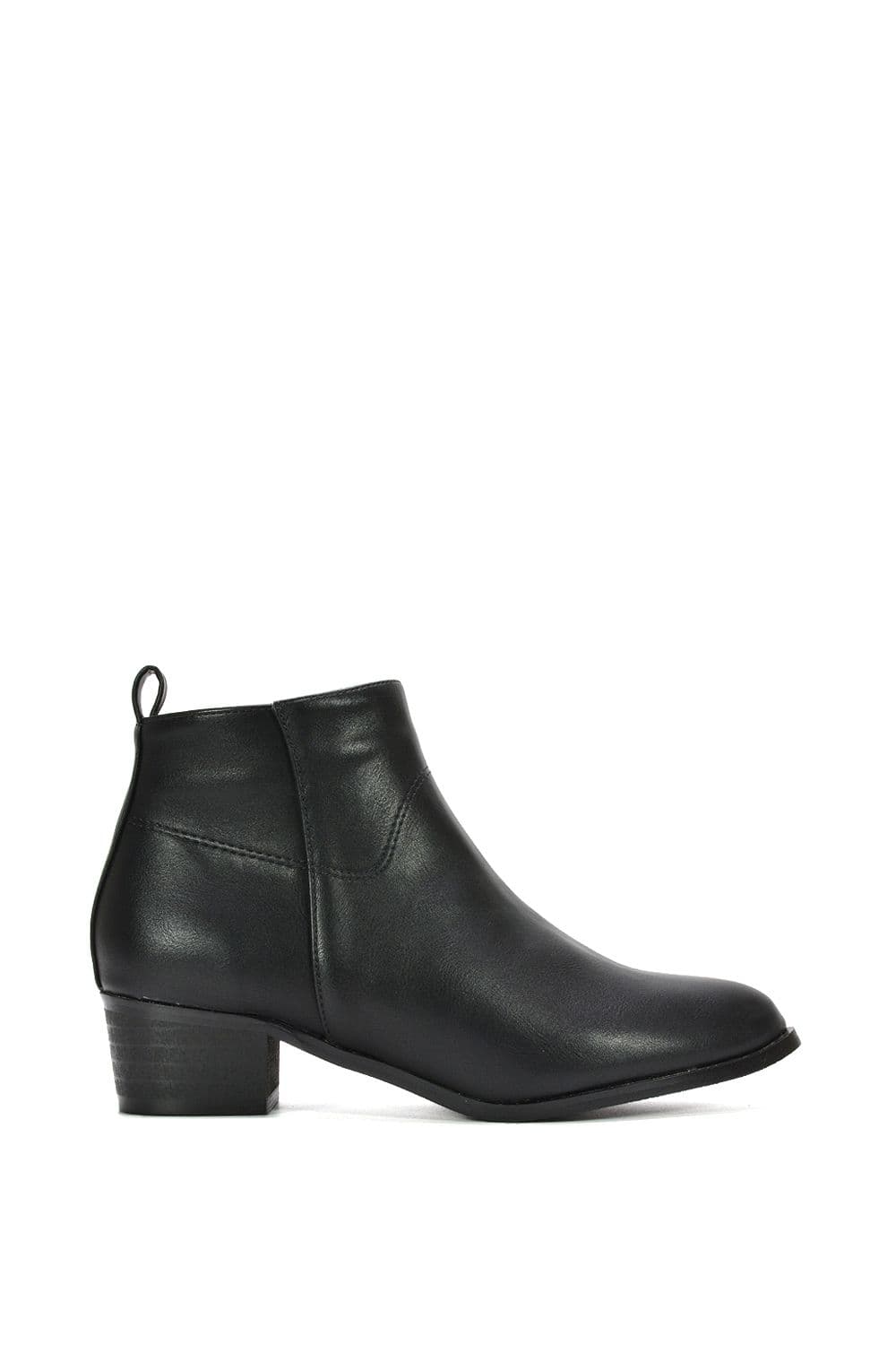 XY London Women's 'Melodie' Zip Up Cowboy Ankle Boots With Low Block Heel in Black | Size: 6