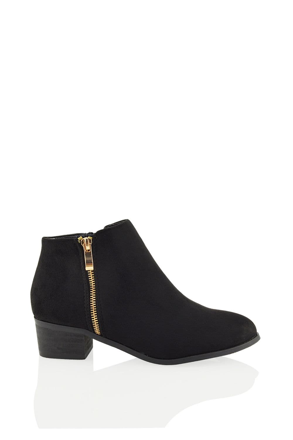 XY London Women's 'Alberto' Low Heel Zip Up Ankle Boots in Jet Black | Size: 6