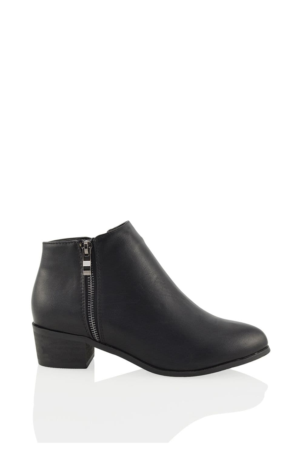 XY London Women's 'Alberto' Low Heel Zip Up Ankle Boots in Black | Size: 6