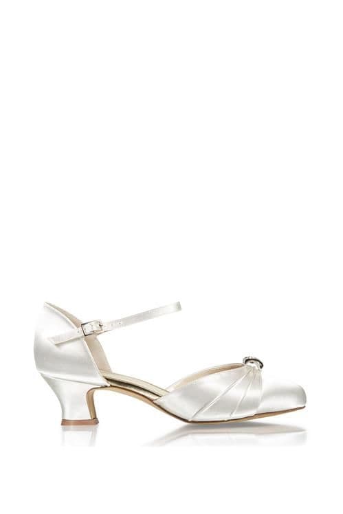 Satin 'Addie' Mid Vintage Heel Open Court Shoes