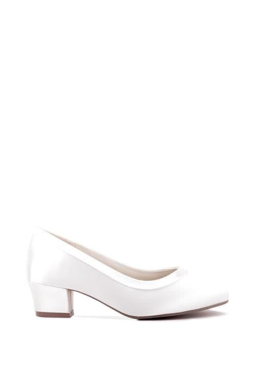Satin 'Favour' Wide Fit Mid block Heel Shoe