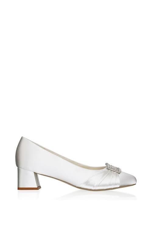 Satin 'Brittney' Wide Fit Block Heel Shoes