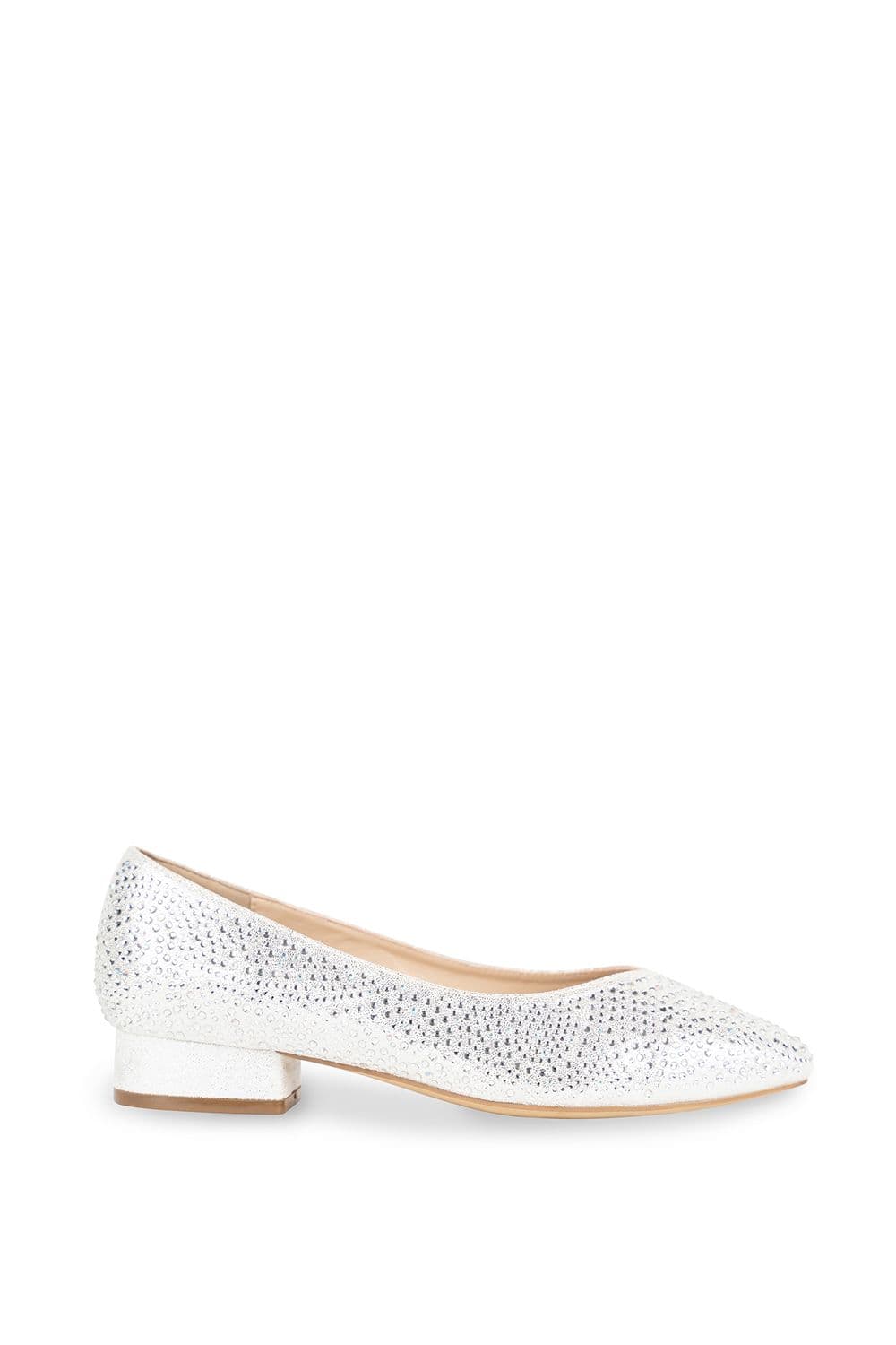 Shimmer 'Finley' Wide Fit Low Block Heel Court Shoes