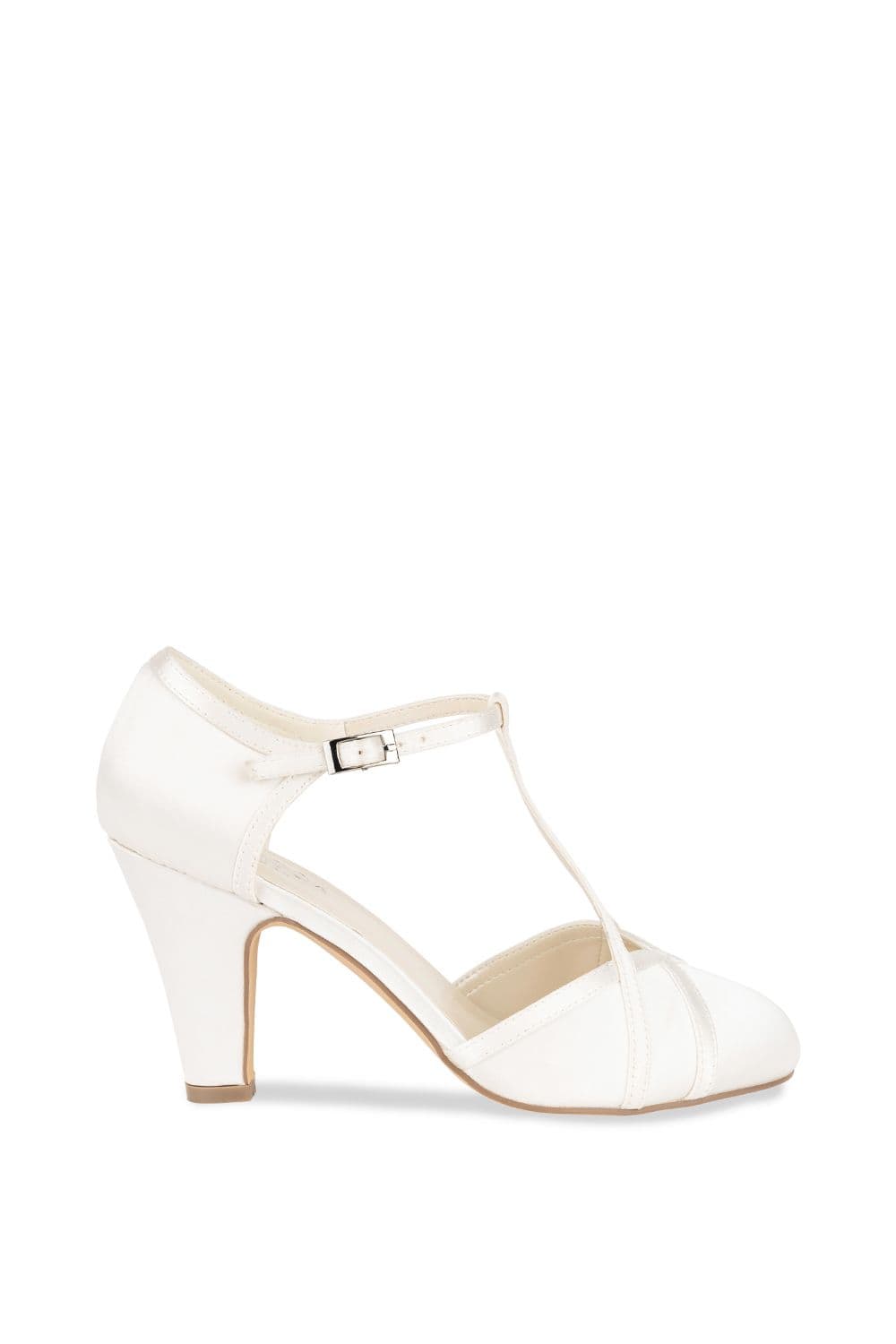 Satin 'Juniper' High Heel Round Toe T-bar Court Shoes