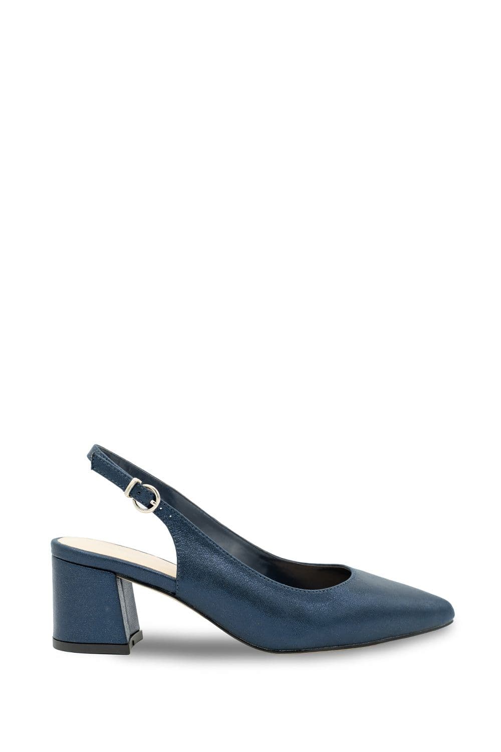 Paradox London Women's Wide Fit 'Flynn' Mid Block Heel Sling Back Court Shoes in Navy | Size: 4