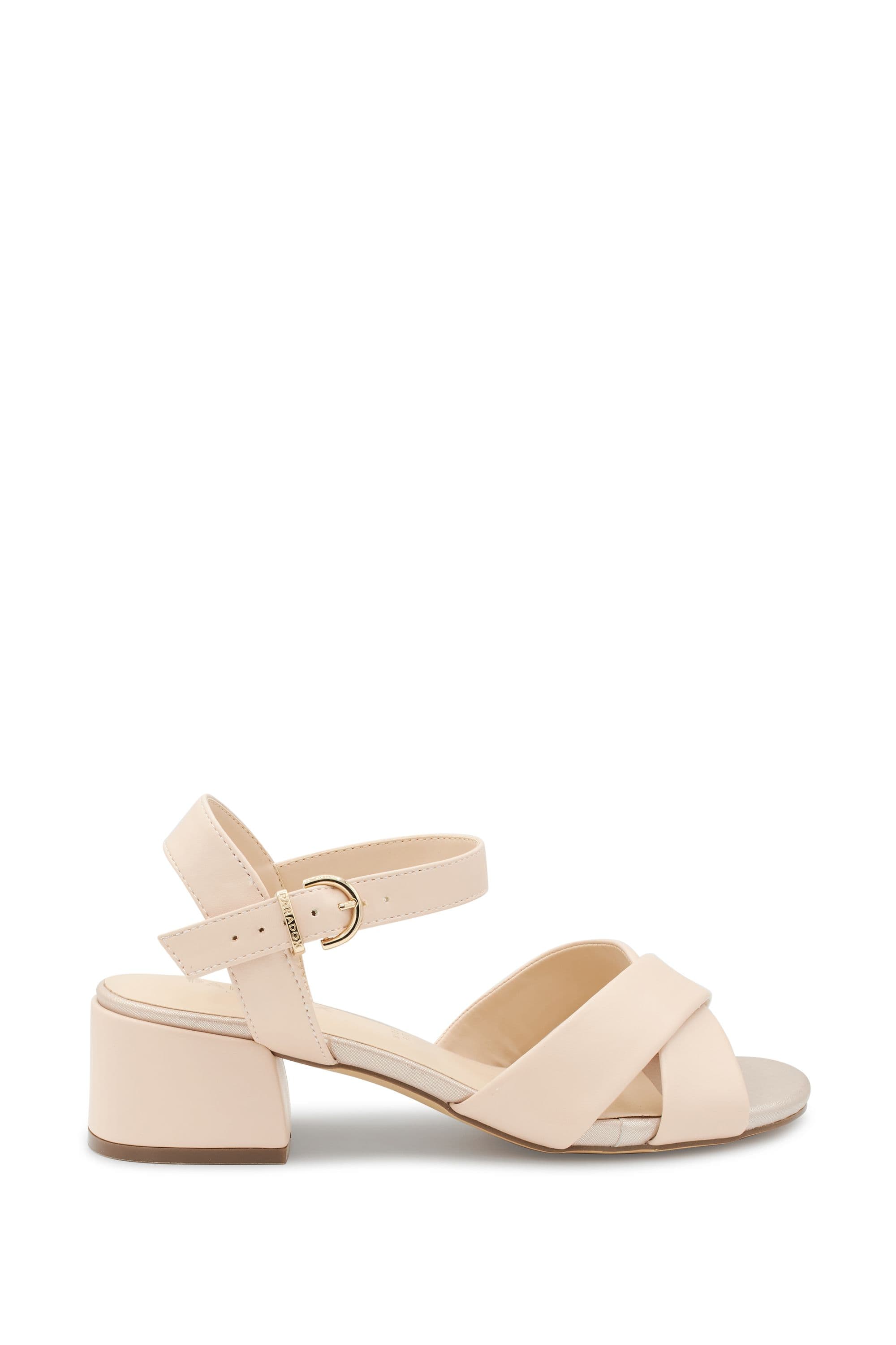 Paradox London Women's Neala' Wide Fit Block Heel Sandal in Nude | Size: 8