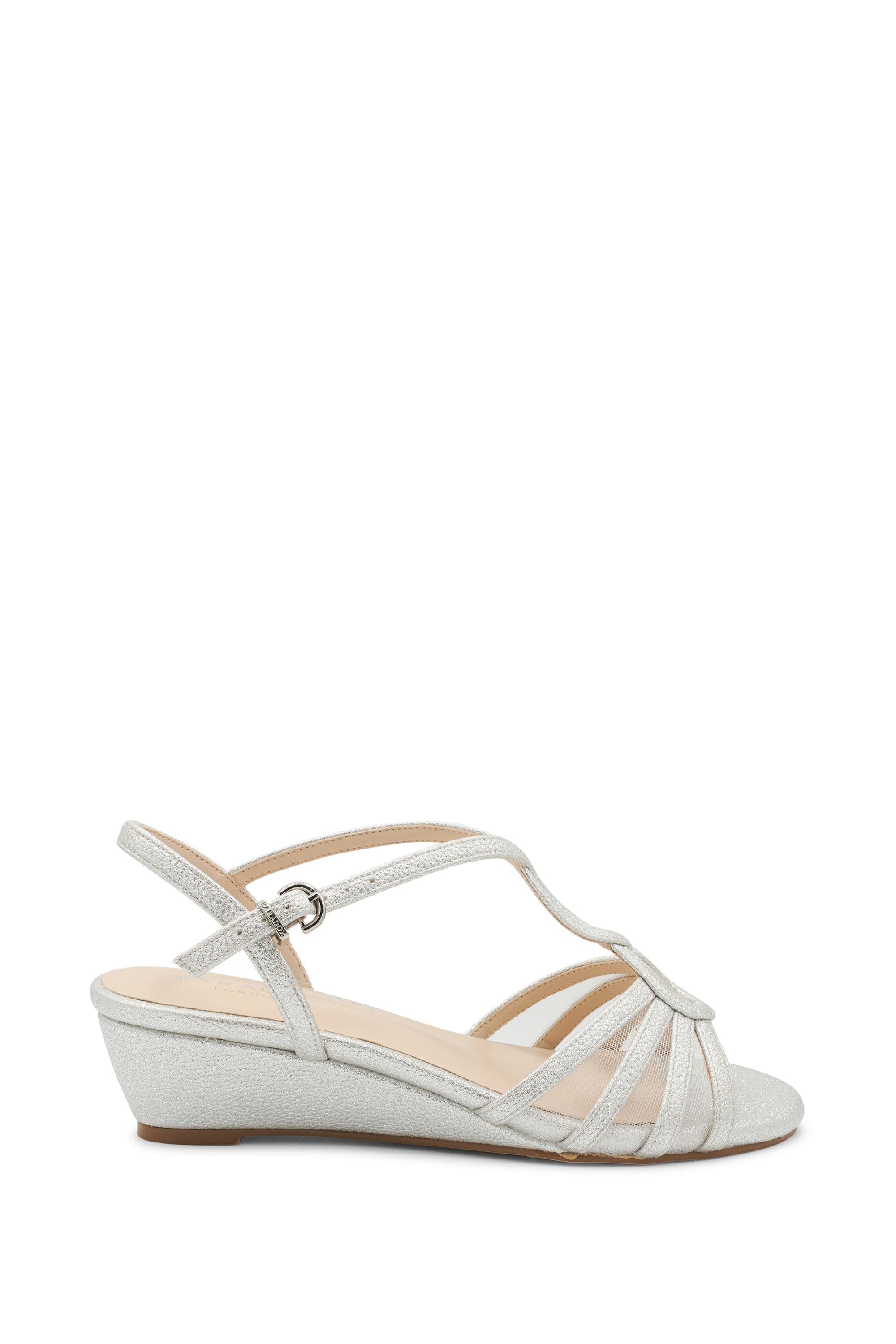 Paradox London Women's Jenna Glitter Low Heel Wedge Sandals in Silver | Size: 7