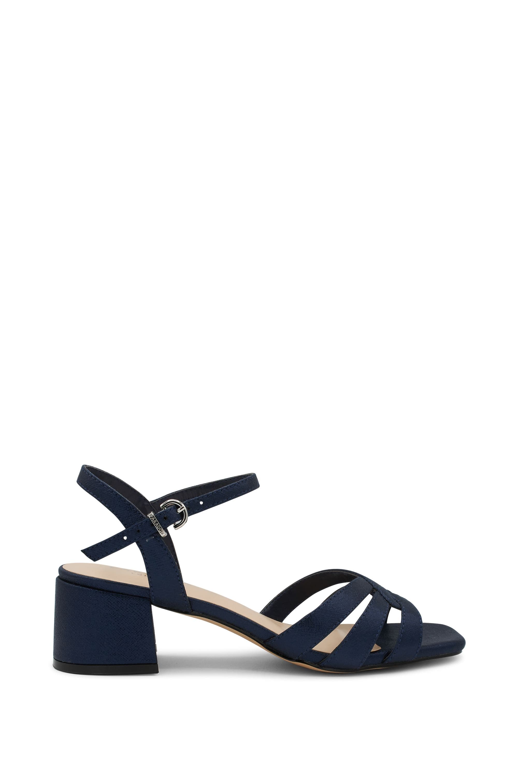 Paradox London Women's 'Marcia' Faux Leather Block Heel Sandal in Navy | Size: 5