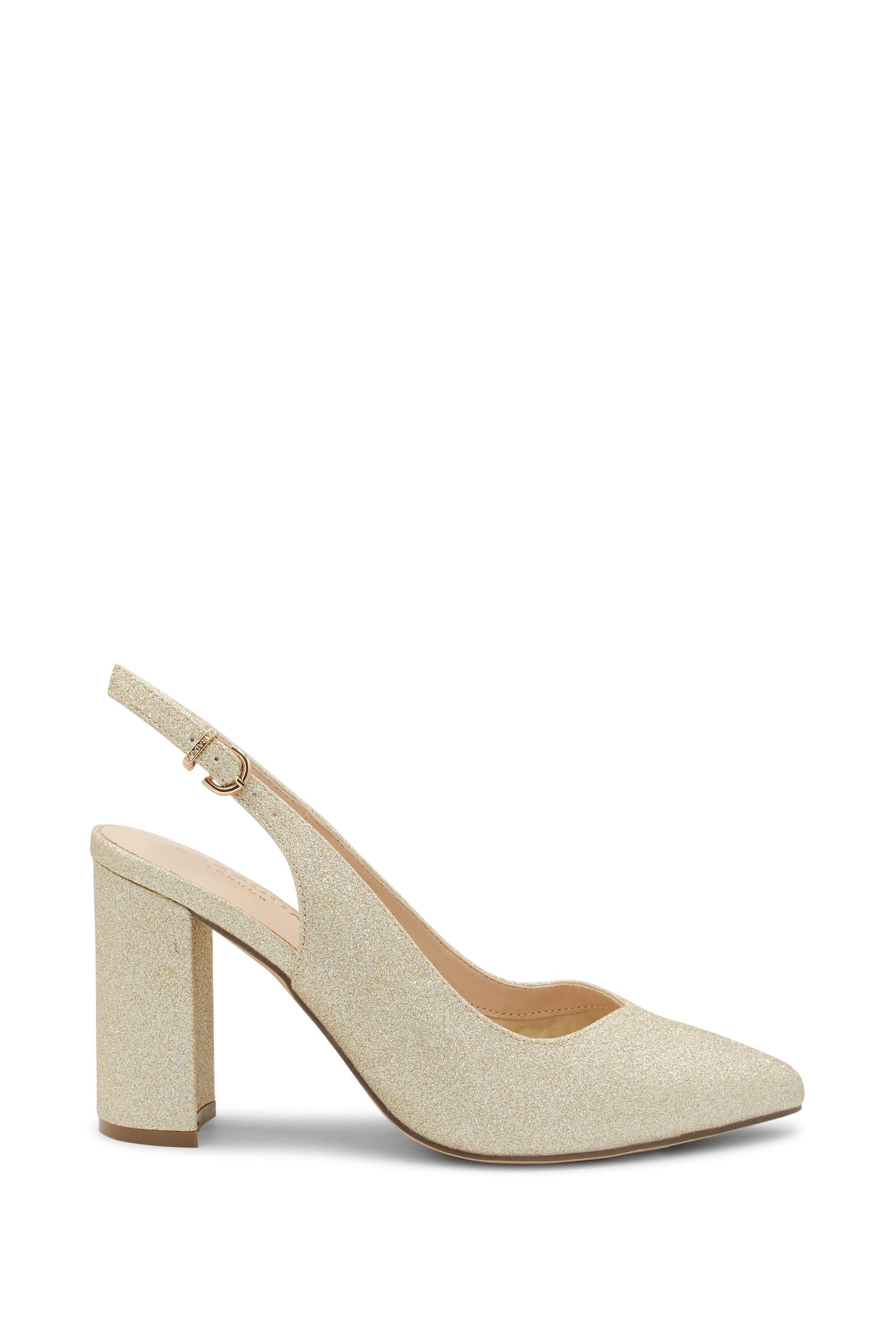 Paradox London Women's 'Giovanna' Wide Fit Block Heel Slingback in Gold | Size: 8