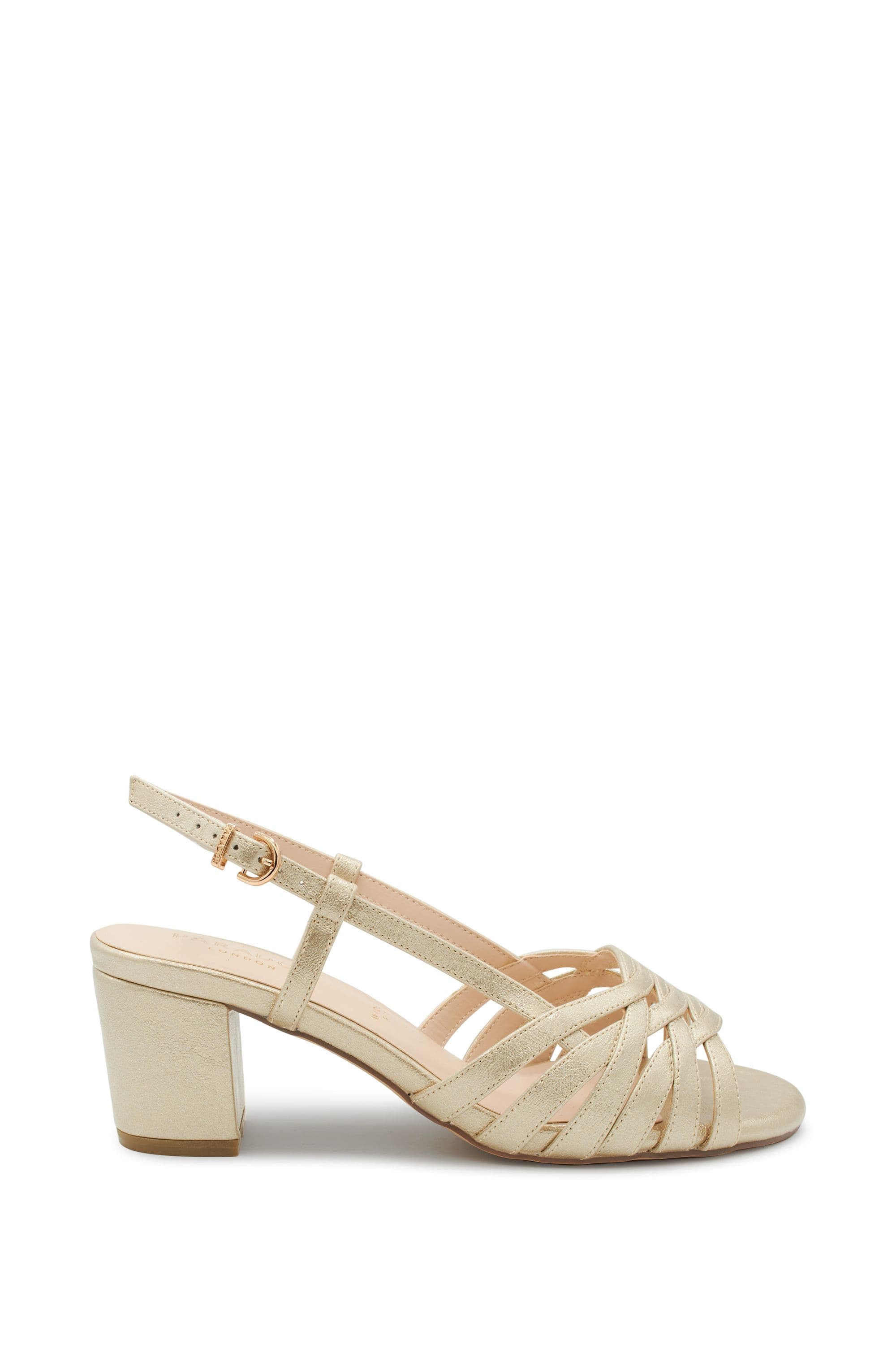 Paradox London Women's 'Nicolette' Wide Fit Block Heel Sandal in Gold | Size: 5