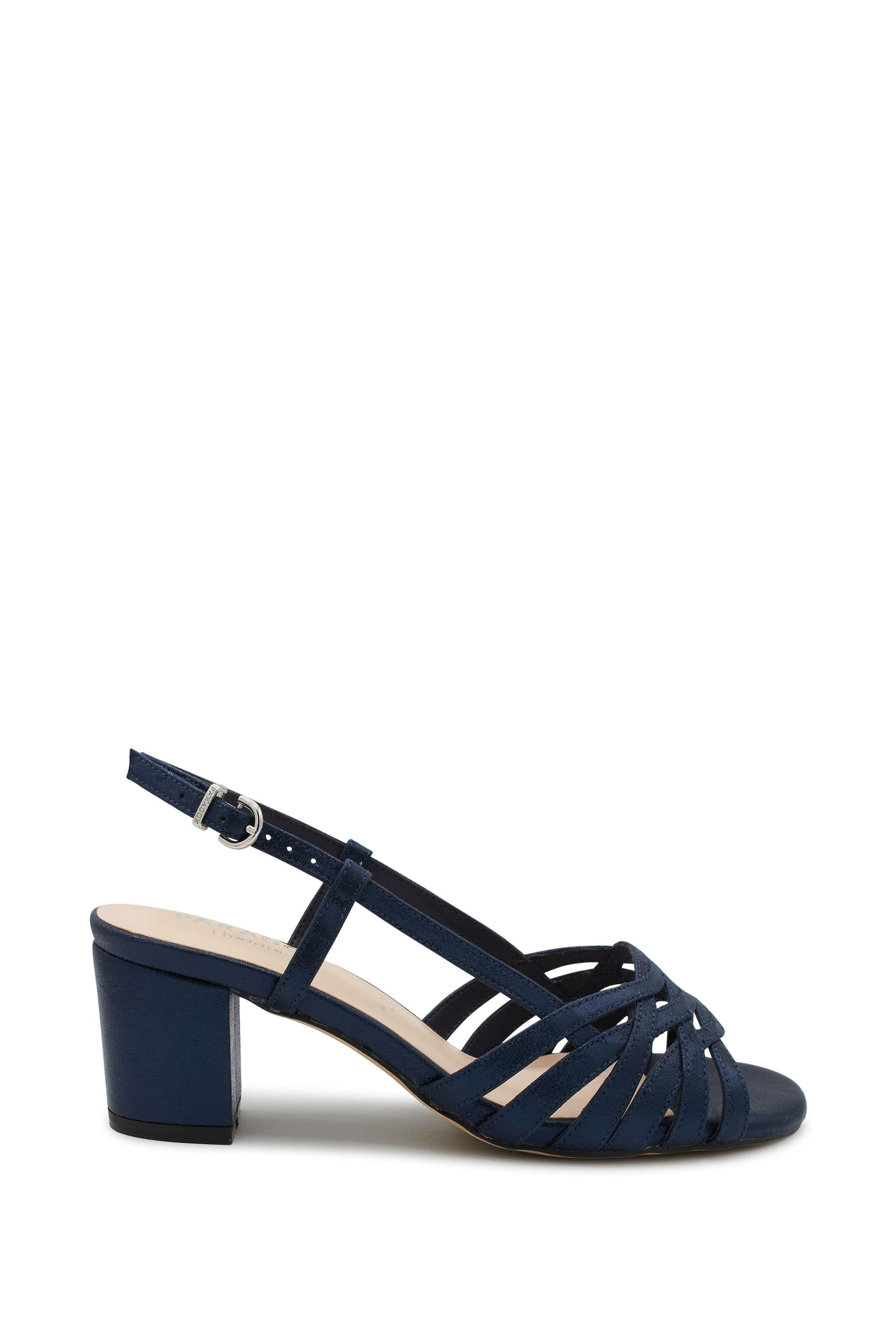 Paradox London Women's 'Nicolette' Wide Fit Block Heel Sandal in Navy | Size: 7