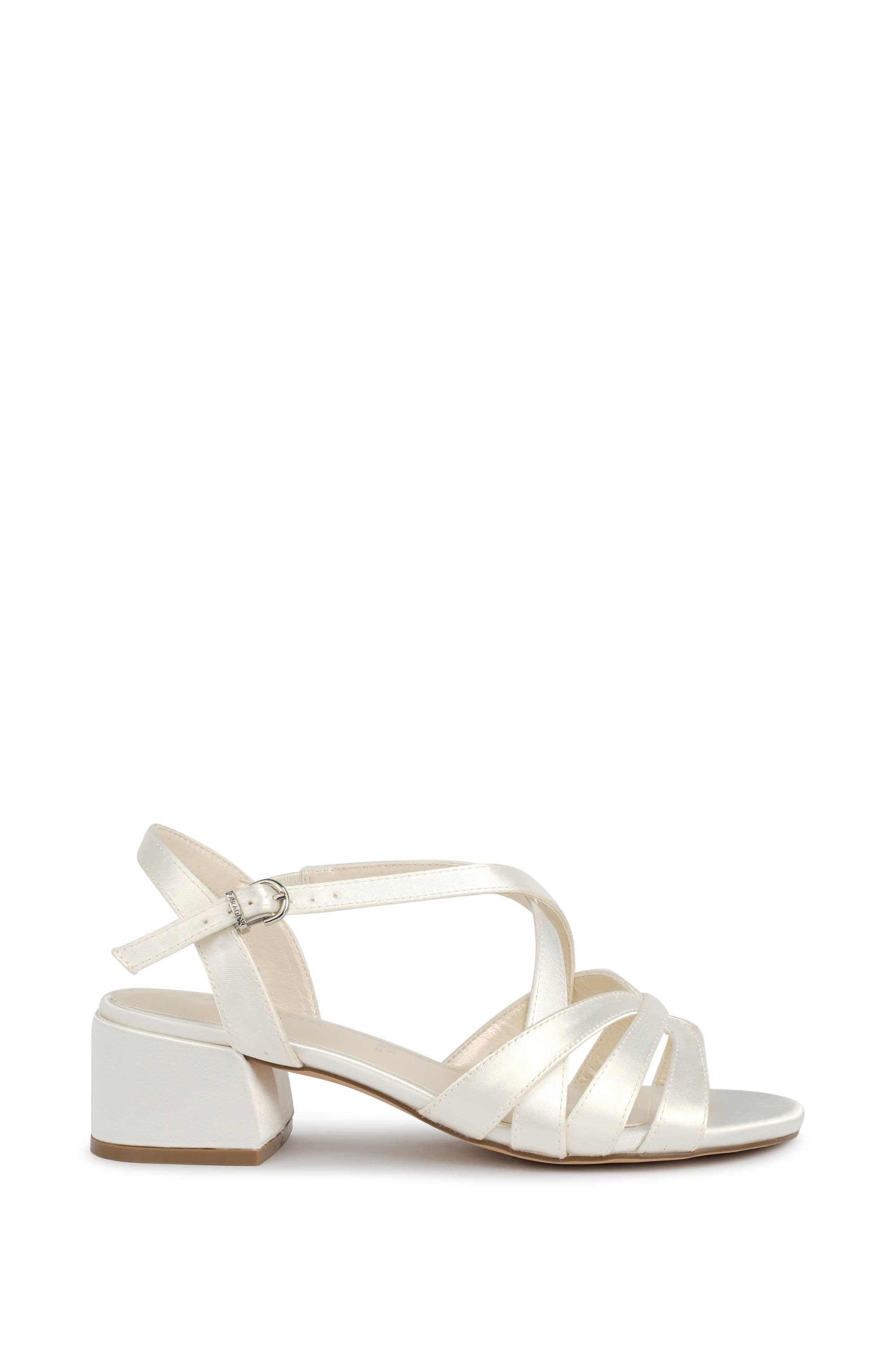 Paradox London Women's Bethany Wide Fit Block Heel Wedding Sandals in Ivory | Size: 8