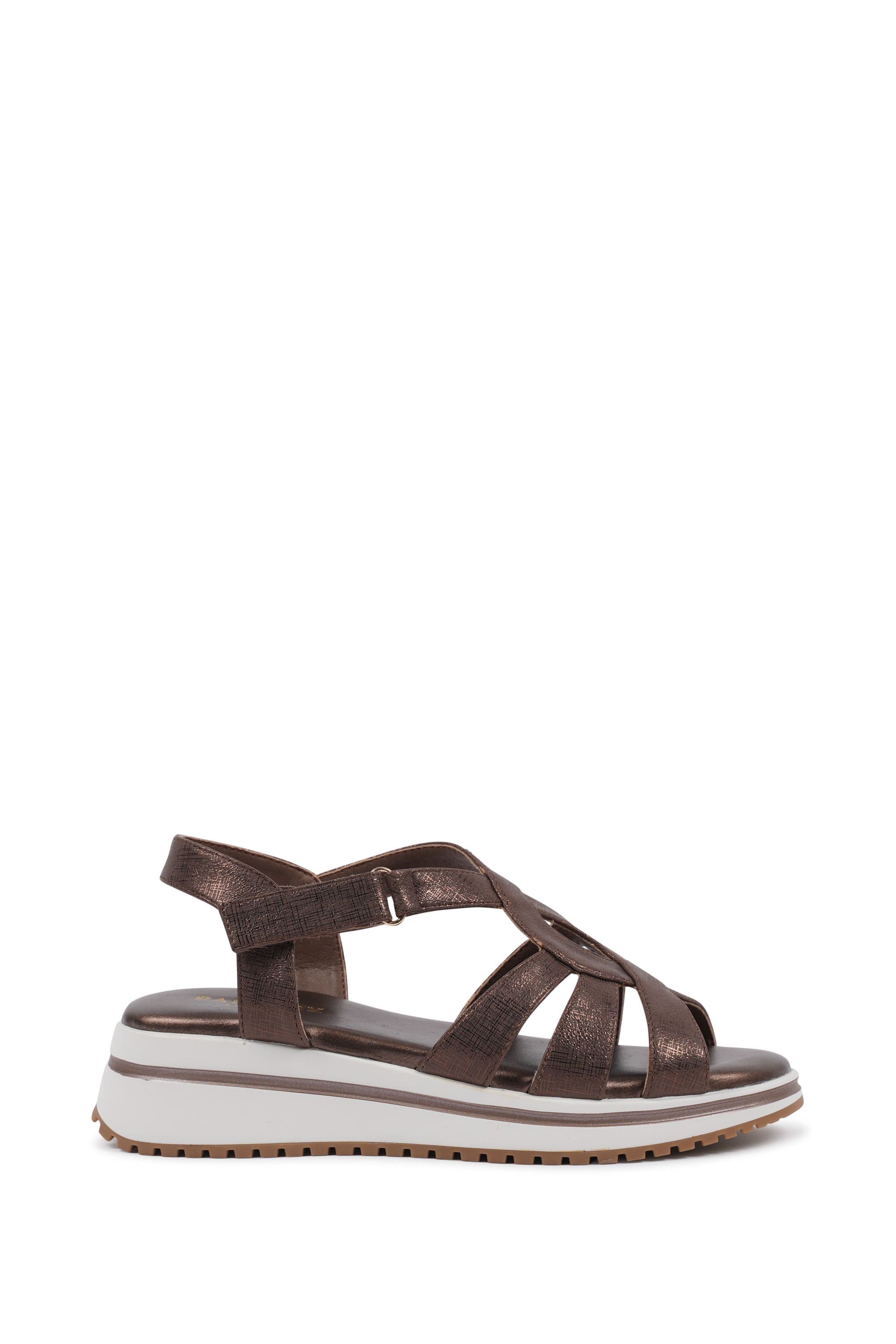 Paradox London Women's Vera Comfort T-bar Wedge Sandals in Bronze | Size: 8