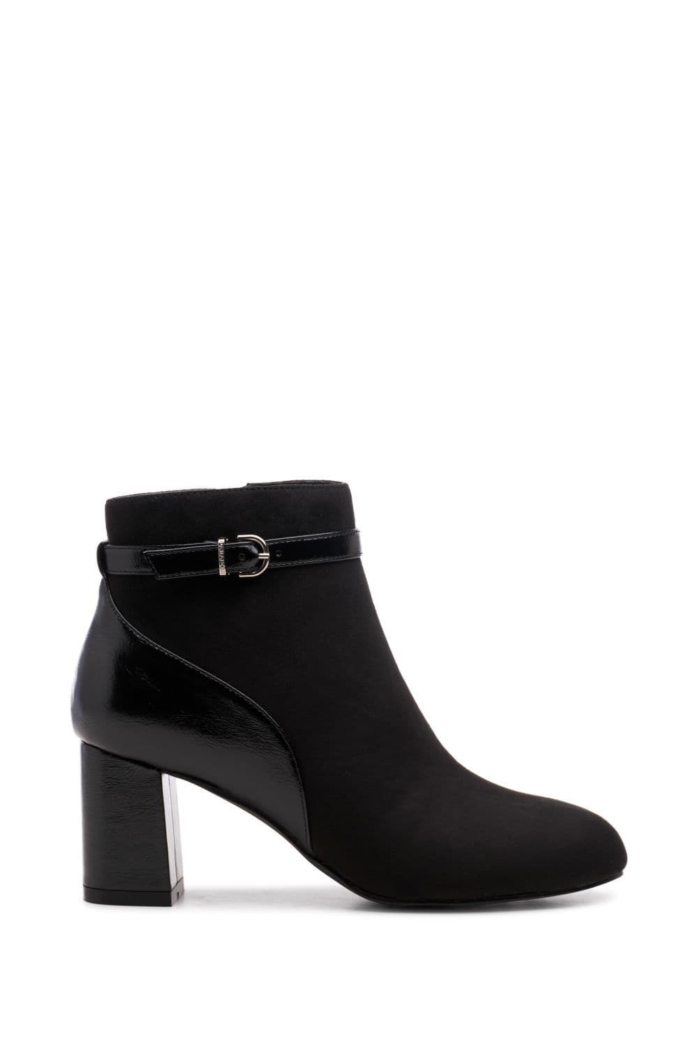 Paradox London Women's 'Amara' Micro Suede Mid Block Heel Ankle Boot in Black | Size: 5