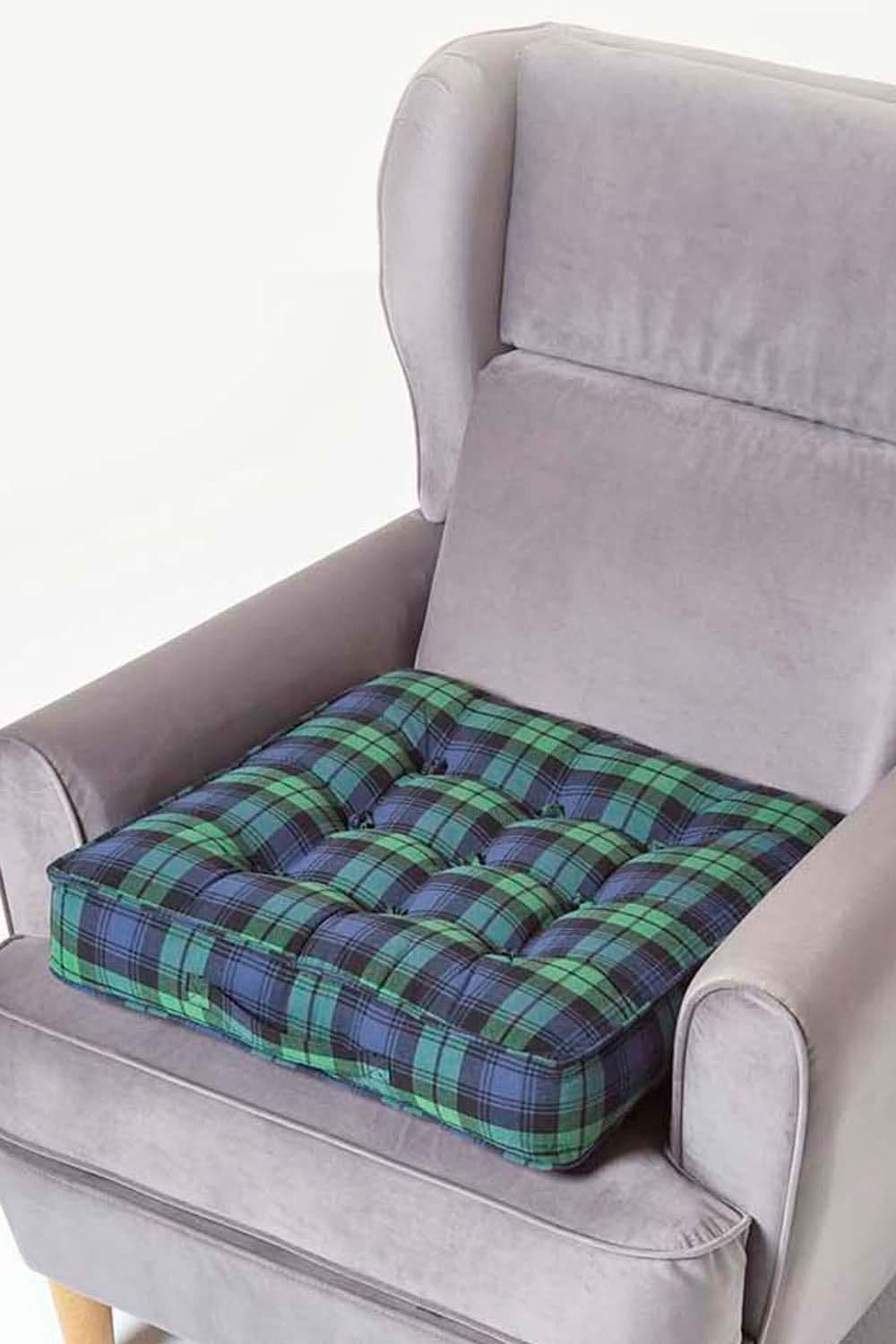 Watch Tartan Cotton Armchair Booster Cushion