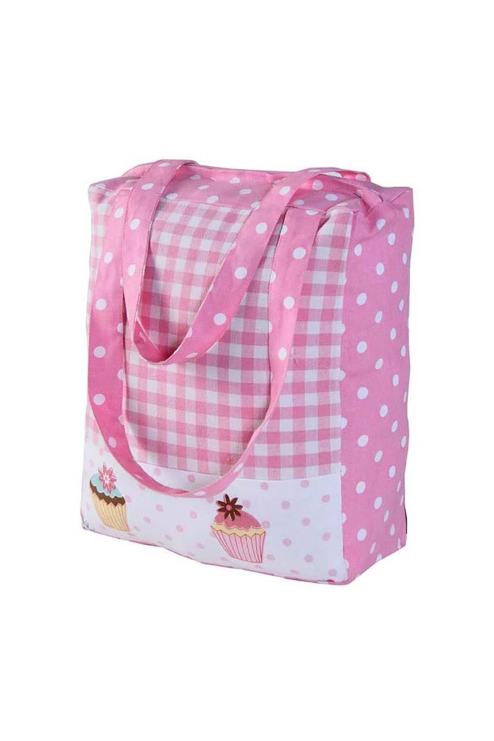 Cotton Gingham Cup Cakes Design Shopping Bag 36 x 43 x 11 cm