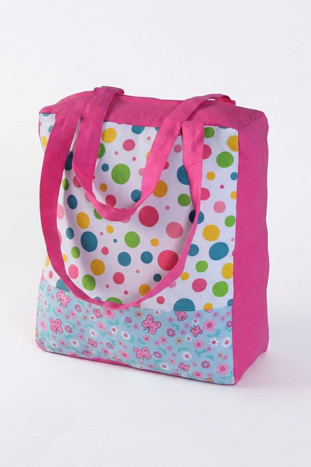 Cotton Dots Butterflies Design Shopping Bag 27 x 32 x 11 cm