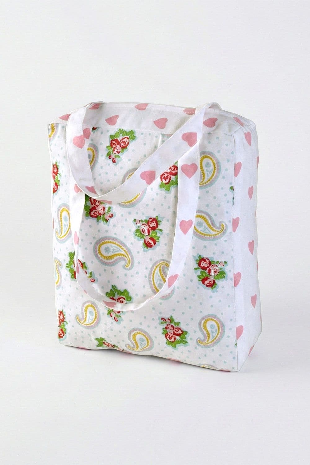 Cotton Paisley & Hearts Design Shopping Bag 36 x 43 x 11 cm