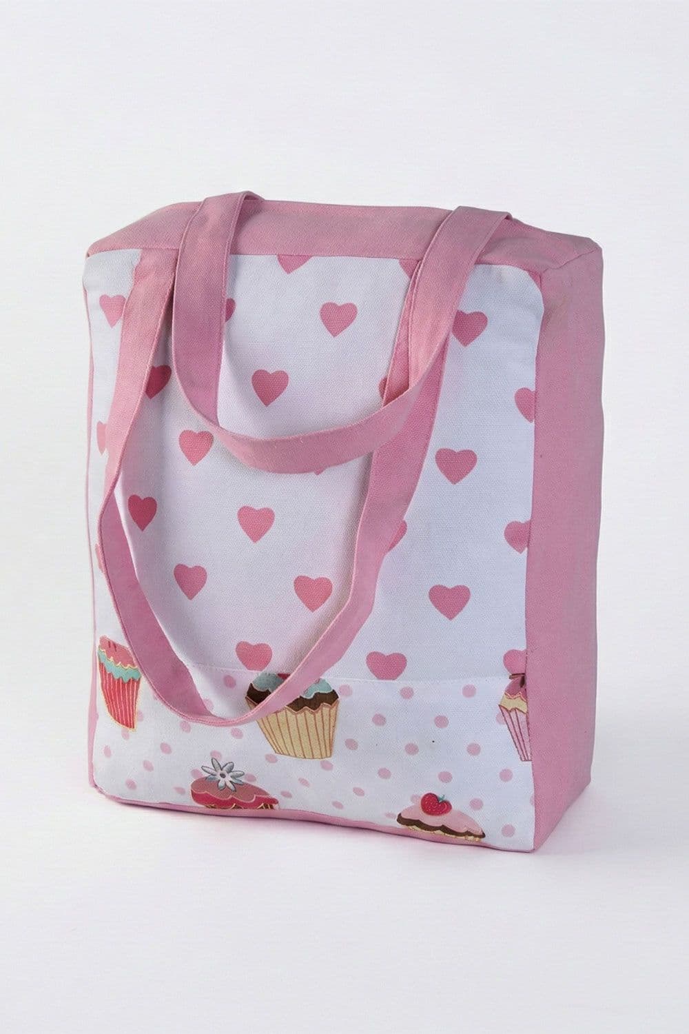 Cotton Hearts Cup Cakes Design Shopping Bag 27 x 32 x 11 cm