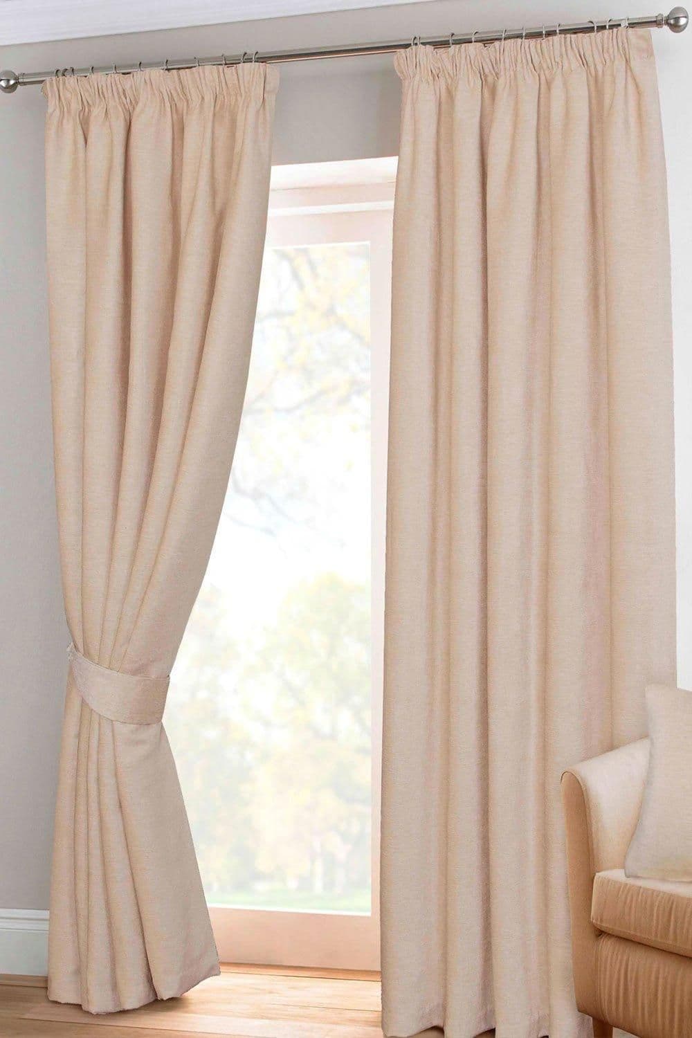 Chenille Pencil Pleat Lined Curtains Pair