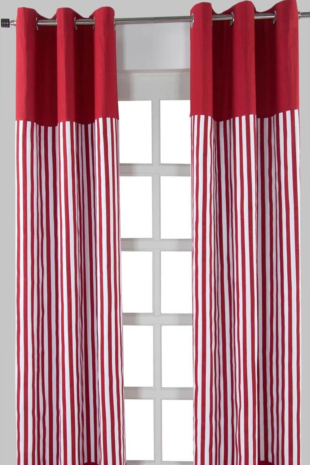 Thick Stripe Ready Made Eyelet Curtain Pair