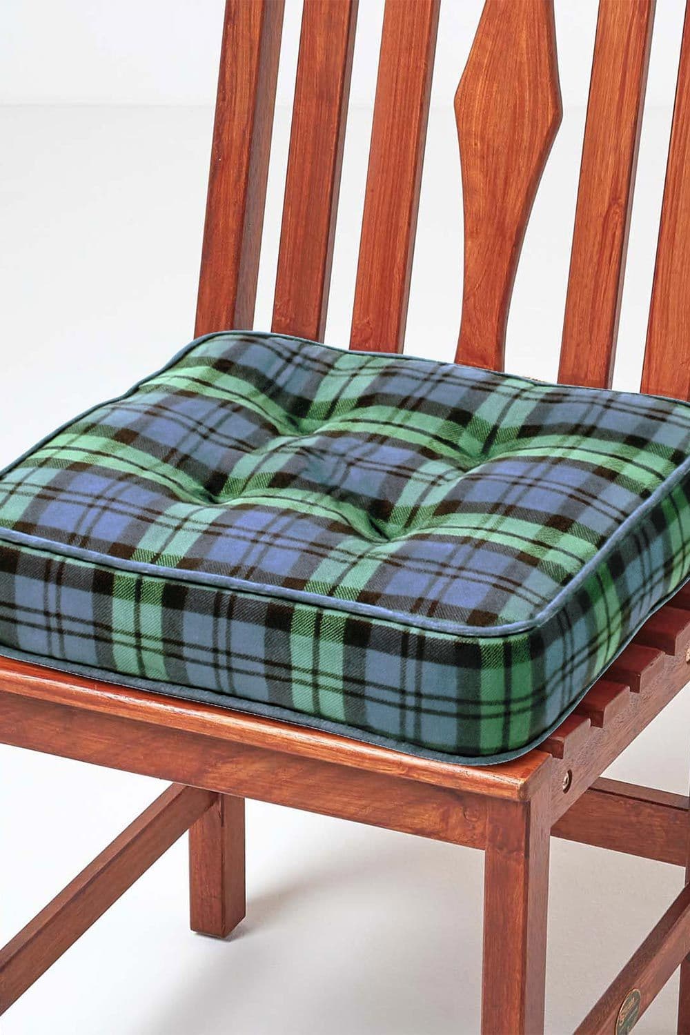 Watch Tartan Cotton Dining Chair Booster Cushion