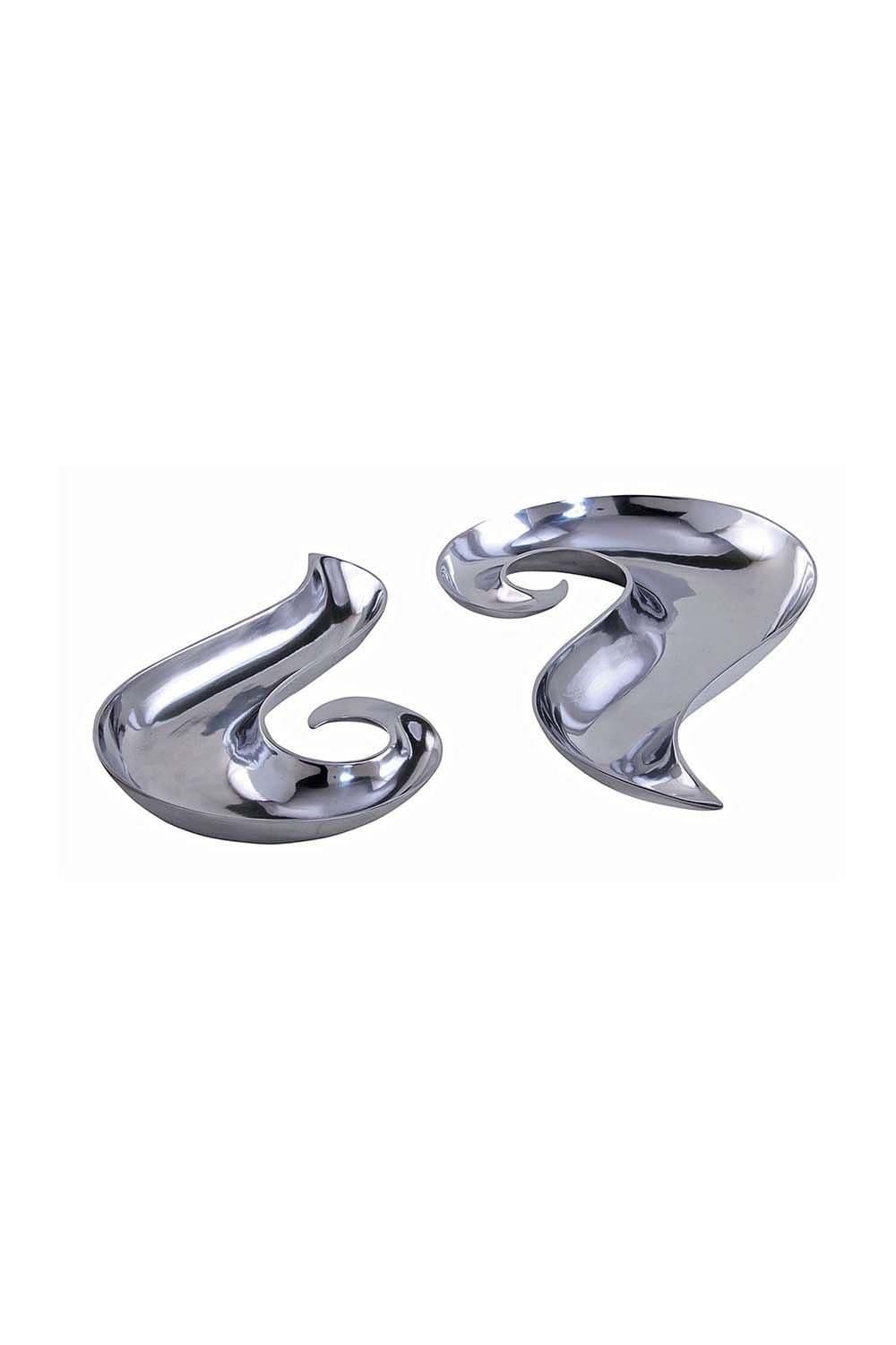 Set Two Beautiful Swirls Decorative Aluminium Bowl Dish