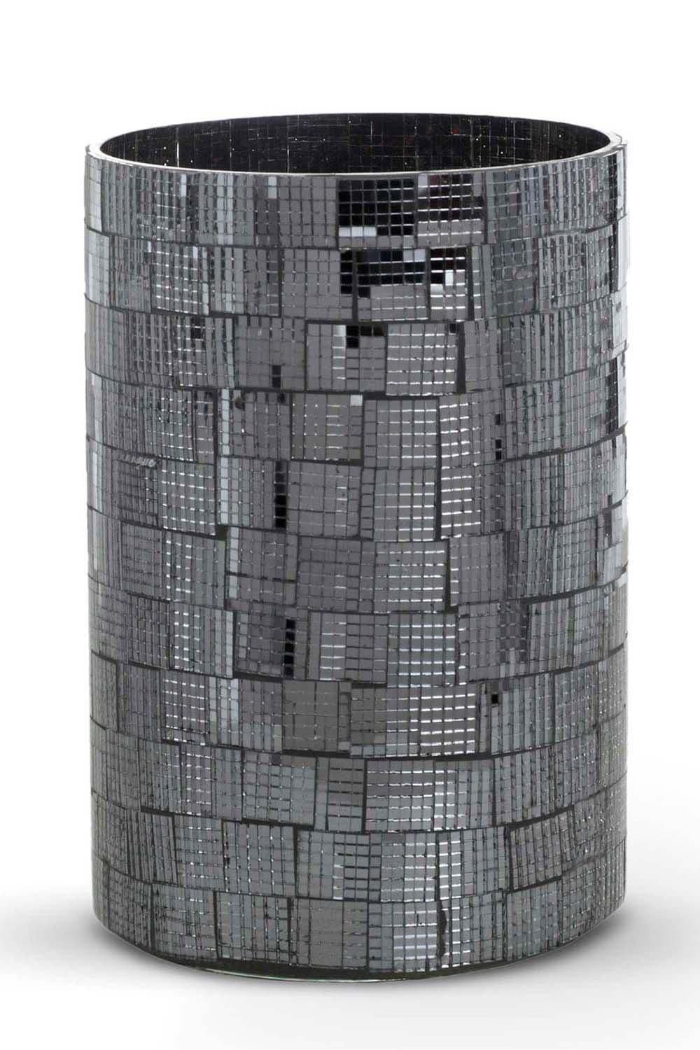 Mosaic Glass Wind Light Large Candle Holder Polished Steel Base