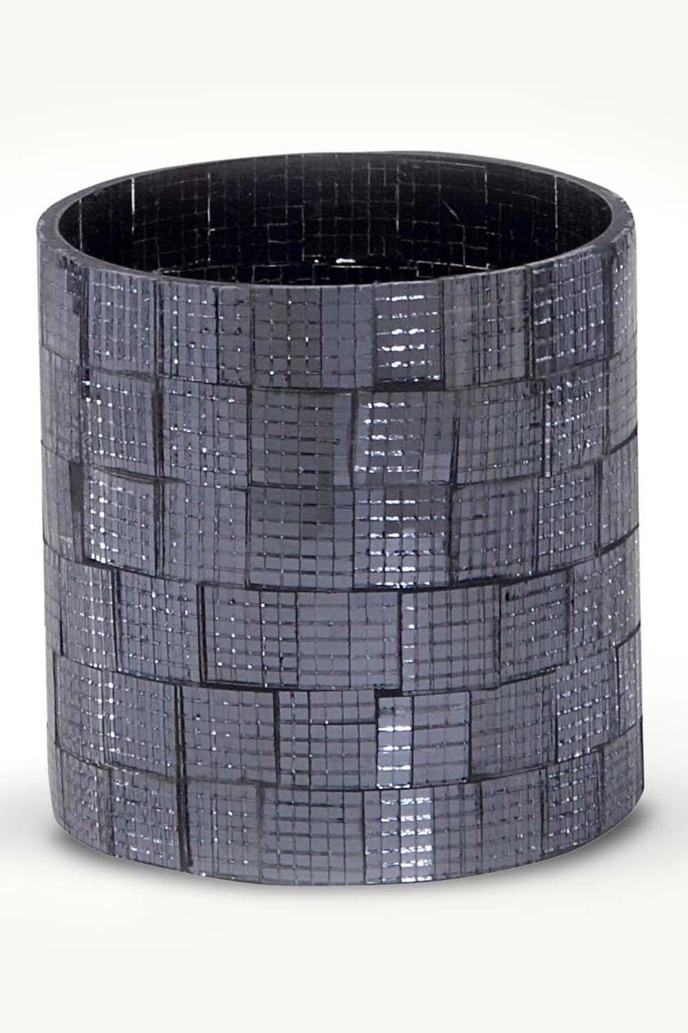 Mosaic Glass Wind Light Candle Holder Polished Steel Base