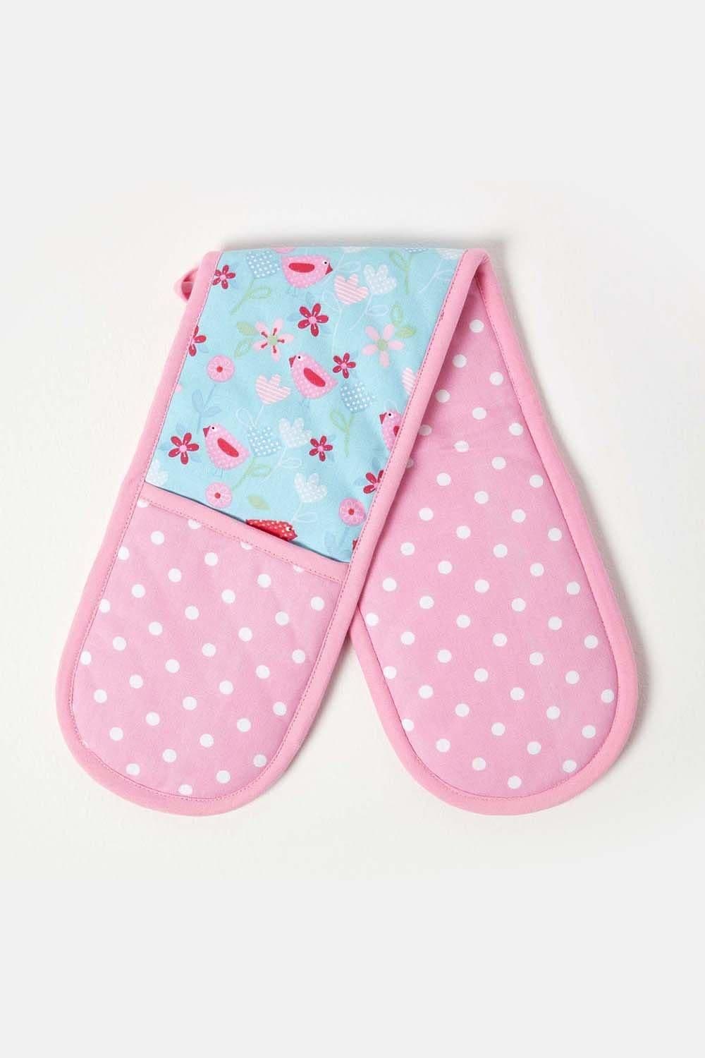 Birds Flowers Cotton Double Oven Glove